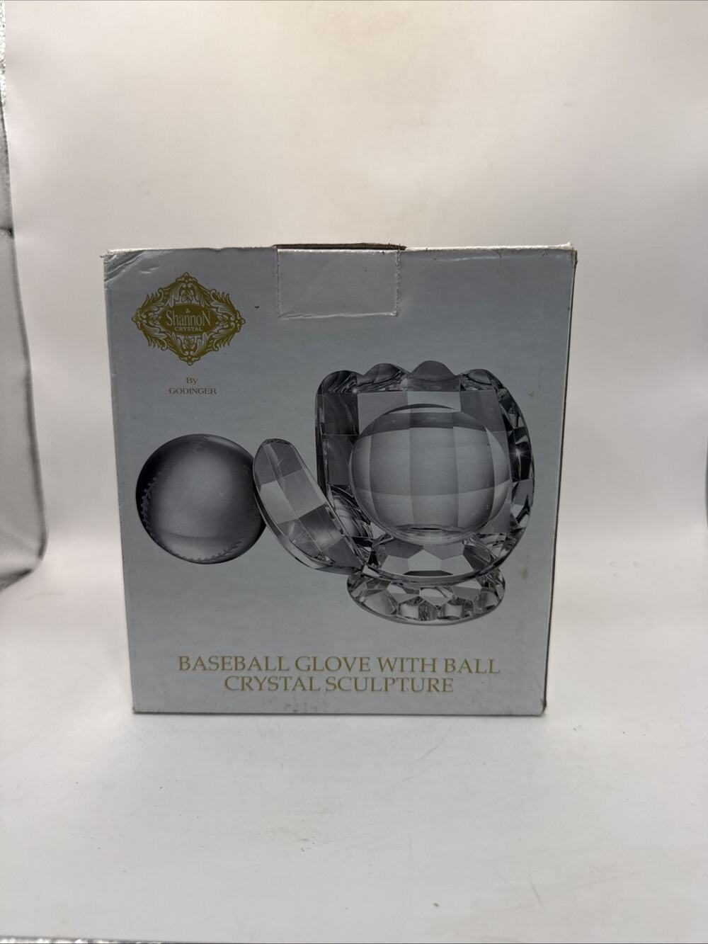 Shannon Crystal by Godinger Baseball Glove w/ Ball Sculpture Paperweight Boxed *
